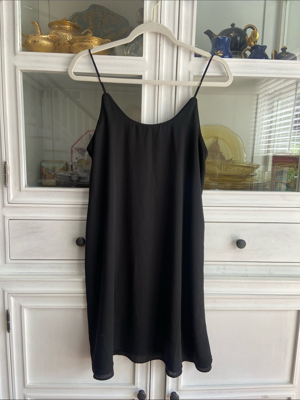 ALYA Black Satin Slip Dress - Simple Spaghetti Strap